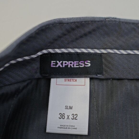 Express Stretch Slim Wool Dress Pants Trousers Gray Birdseye‎ 38 / 31 Birdseye - Picture 8 of 11